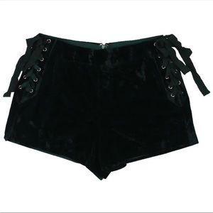 BRAND NEW VELVET LACE UP SHORTS